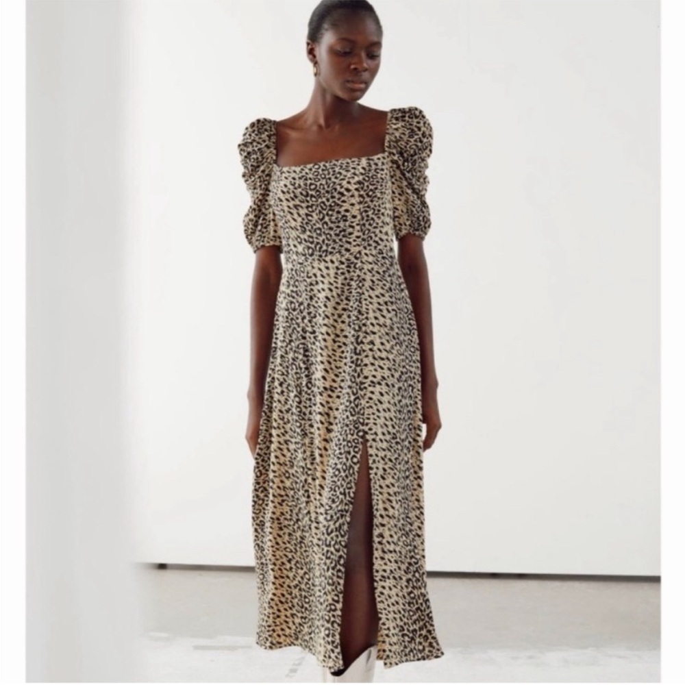 & OTHER STORIES Animal Print Midi Dress size 4